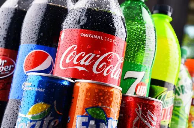 bottles and cans of soda